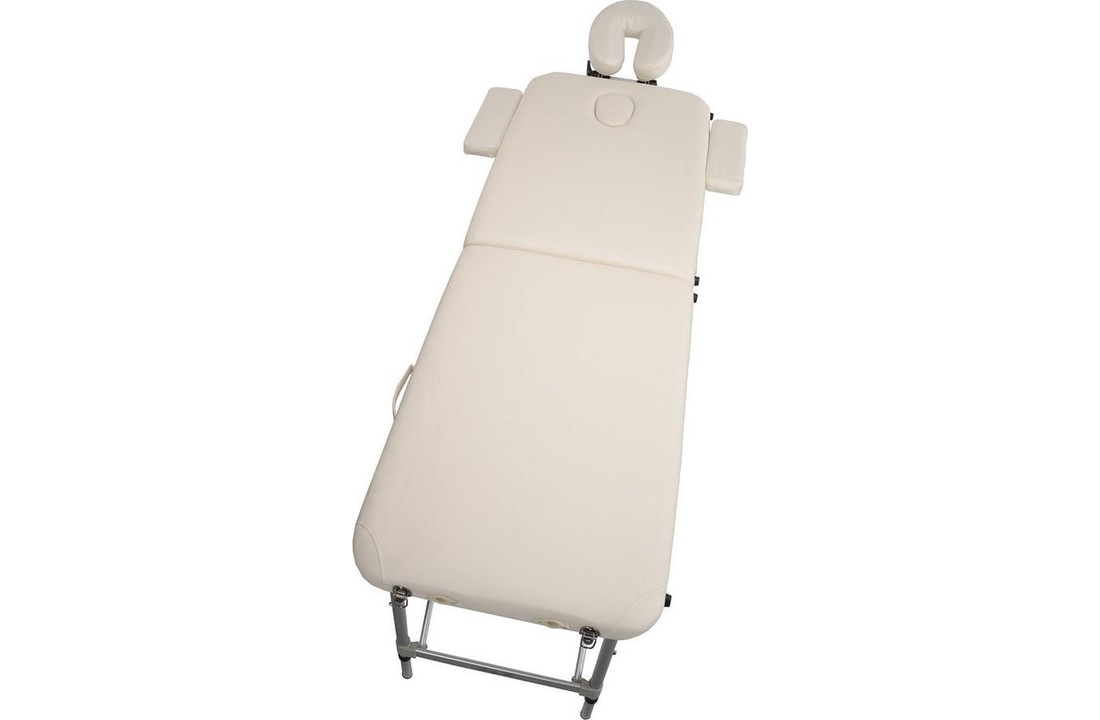 Aluminium massagetafel - 2 segmenten - verstelbaar hoofdeinde - creme - 212 cm lang