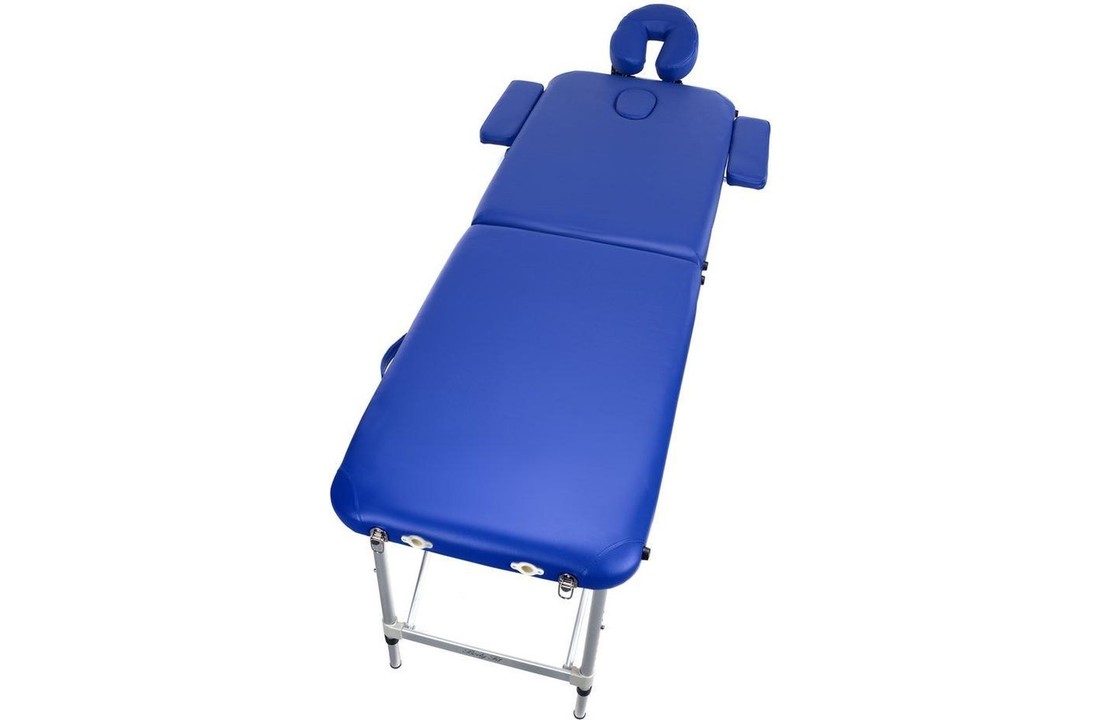Aluminium massagetafel - 2 segmenten - verstelbaar hoofdeinde - blauw - 212 cm lang