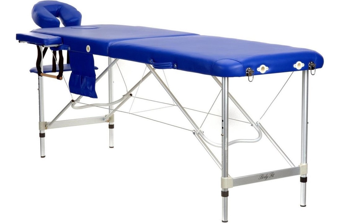 Aluminium massagetafel - 2 segmenten - verstelbaar hoofdeinde - blauw - 212 cm lang