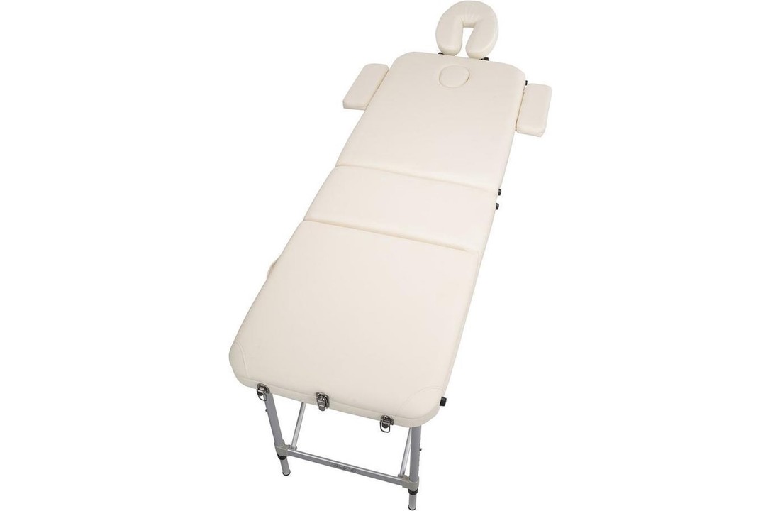 Aluminium massagetafel - 3 segmenten - verstelbaar - crème - 223 cm lang