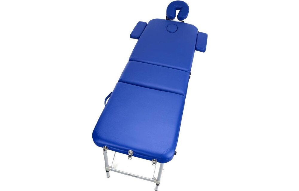 Aluminium massagetafel - 3 segmenten - verstelbaar - blauw - 223 cm lang