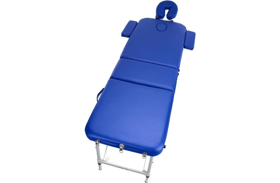 Aluminium massagetafel - 3 segmenten - verstelbaar - blauw - 223 cm lang