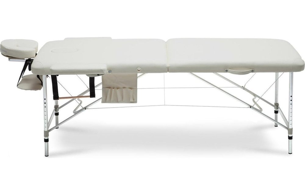 Aluminium massagetafel - 2 segmenten - verstelbaar - crème - 223 cm lang