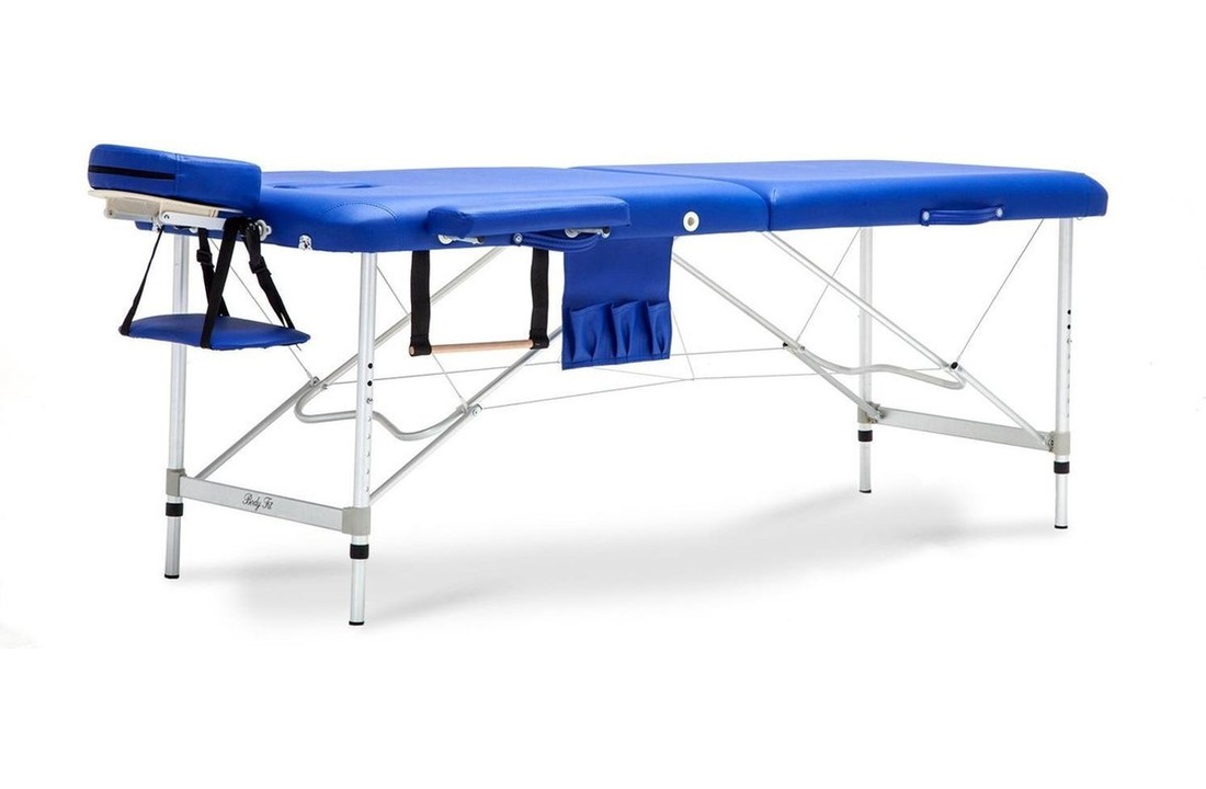 Aluminium massagetafel - 2 segmenten - verstelbaar - blauw- 223 cm lang