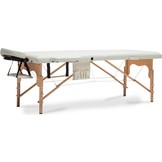 Houten massagetafel XXL - 2 segementen - verstelbaar - crème - 223 cm lang