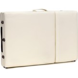 Houten massagetafel XXL - 3 segementen - verstelbaar - crème - 223 cm lang