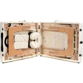 Houten massagetafel XXL - 3 segementen - verstelbaar - crème - 223 cm lang