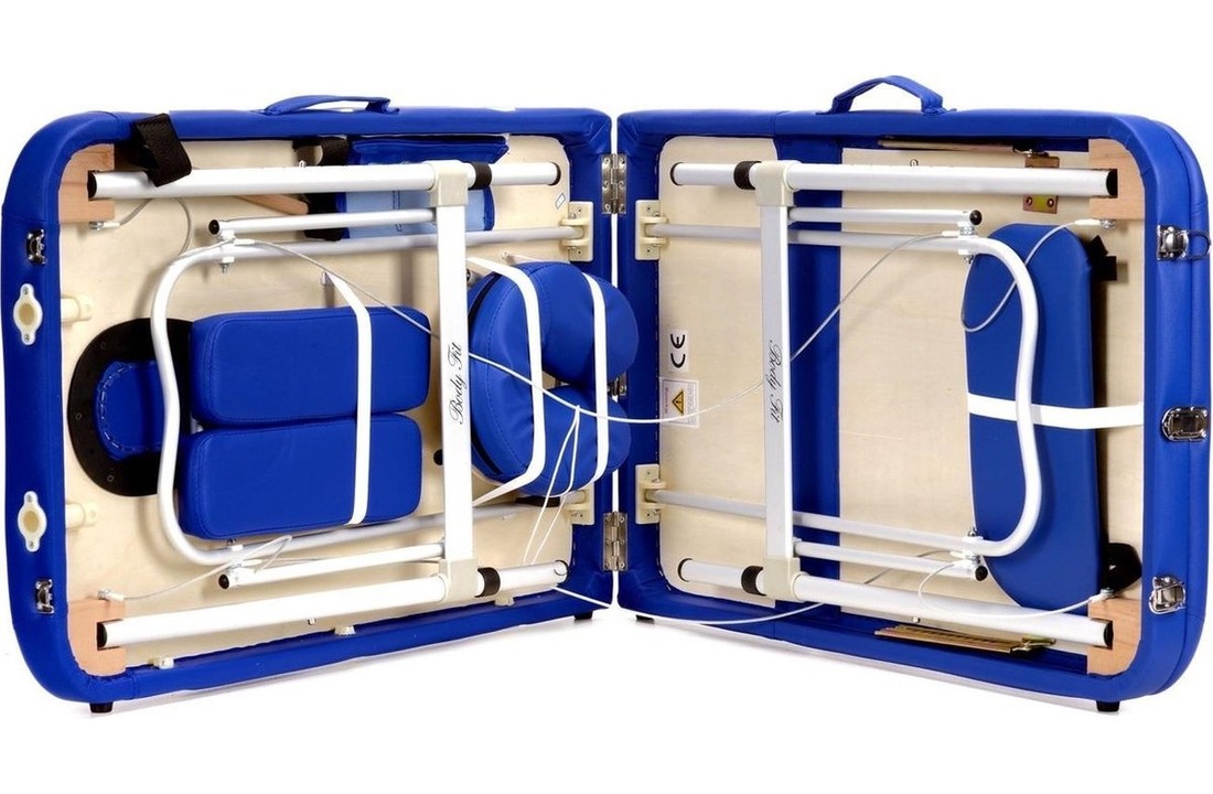 Aluminium massagetafel - 3 segementen - verstelbaar - blauw - 212 cm