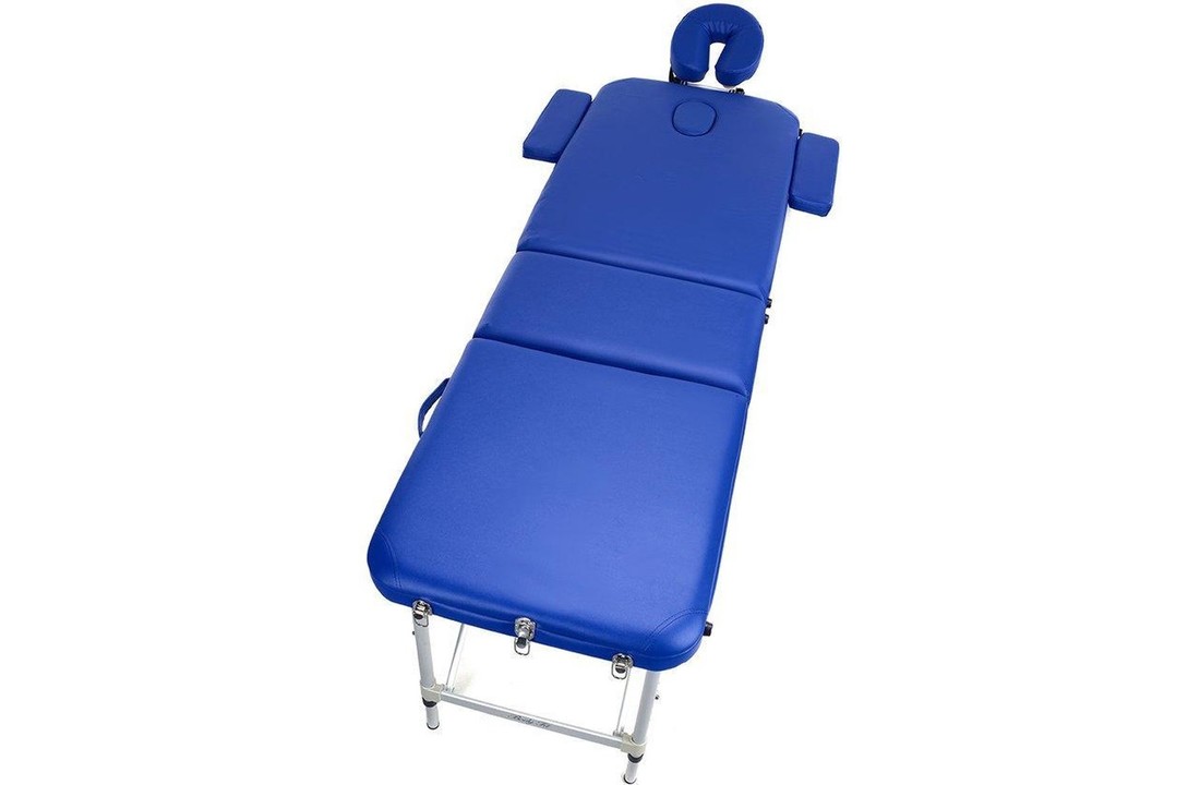 Aluminium massagetafel - 3 segementen - verstelbaar - blauw - 212 cm
