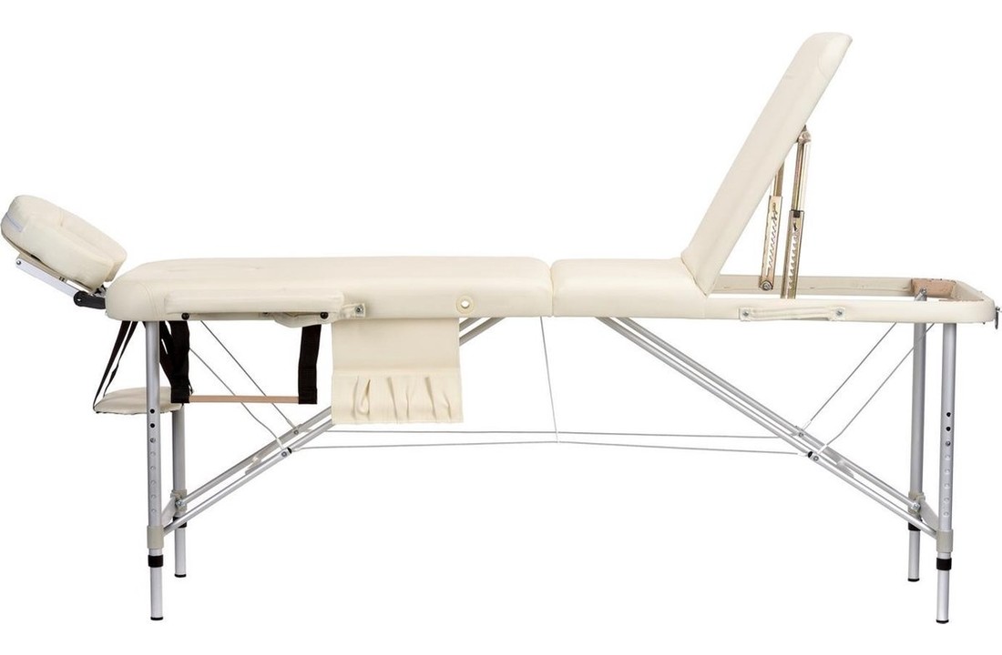 Aluminium massagetafel - 3 segementen - verstelbaar - crème - 212 cm