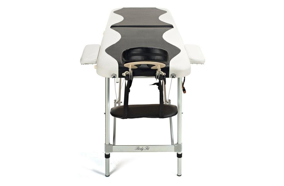 Aluminium massagetafel - 2 segmenten - verstelbaar - wit & zwart - 212 cm lang