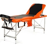 Aluminium massagetafel - 3 segmenten - oranje zwart - 212 cm