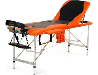 Aluminium massagetafel - 3 segmenten - oranje zwart - 212 cm