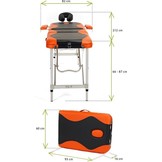 Aluminium massagetafel - 3 segmenten - oranje zwart - 212 cm