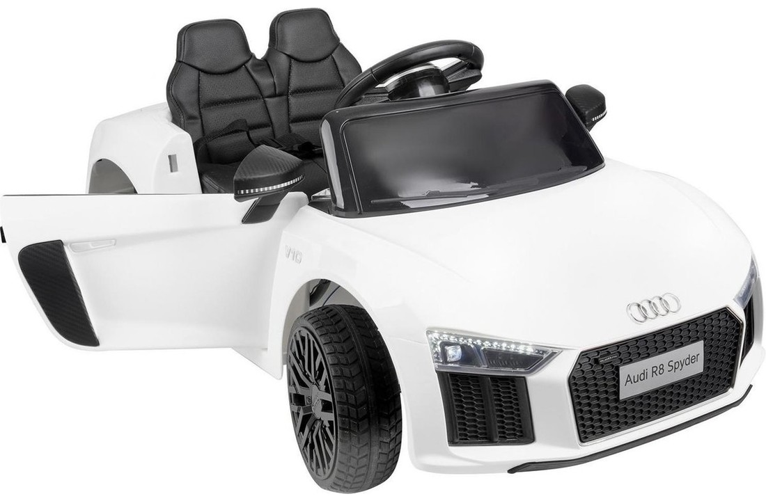Audi R8 Spyder - kinderwagen - wit- elektrisch bestuurbaar - 3,6 km/u