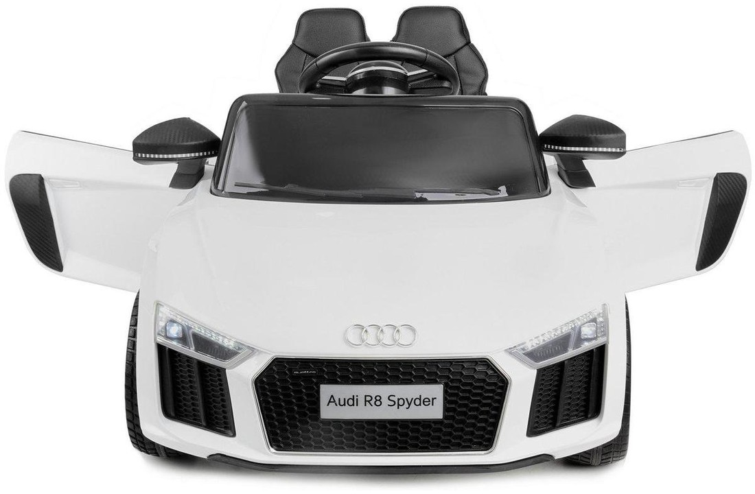 Audi R8 Spyder - kinderwagen - wit- elektrisch bestuurbaar - 3,6 km/u