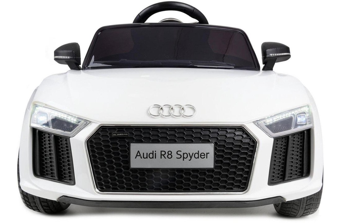 Audi R8 Spyder - kinderwagen - wit- elektrisch bestuurbaar - 3,6 km/u