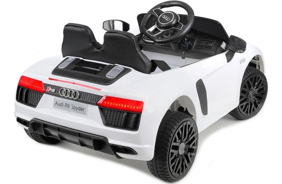 Audi R8 Spyder - kinderwagen - wit- elektrisch bestuurbaar - 3,6 km/u