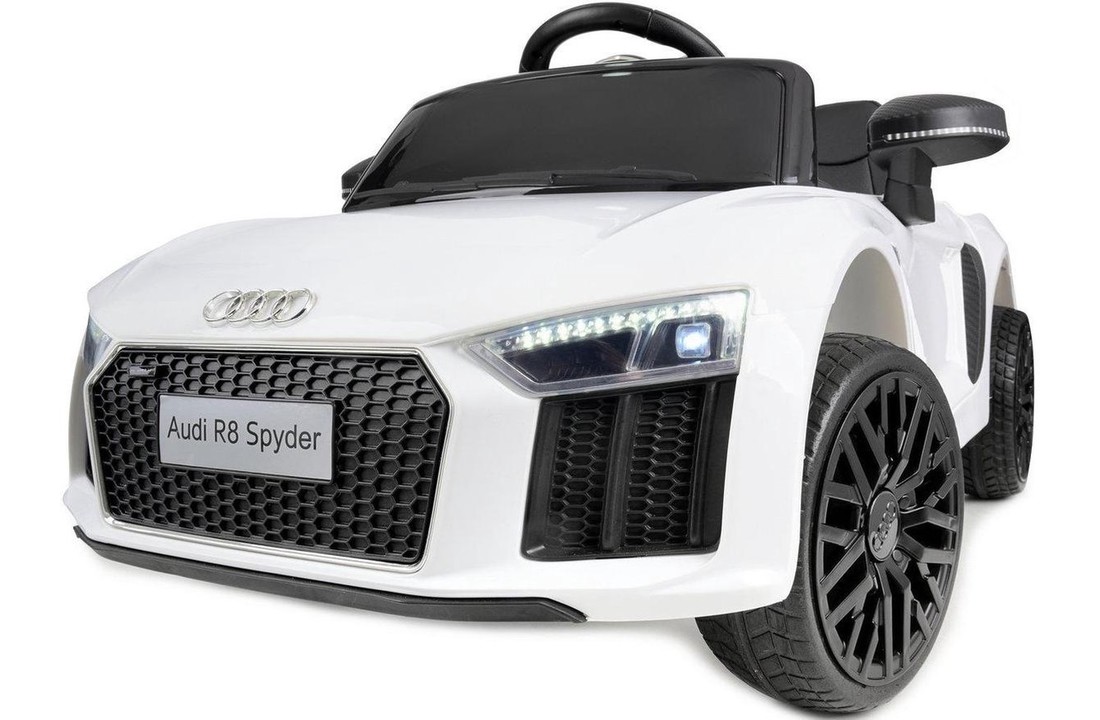 Audi R8 Spyder - kinderwagen - wit- elektrisch bestuurbaar - 3,6 km/u