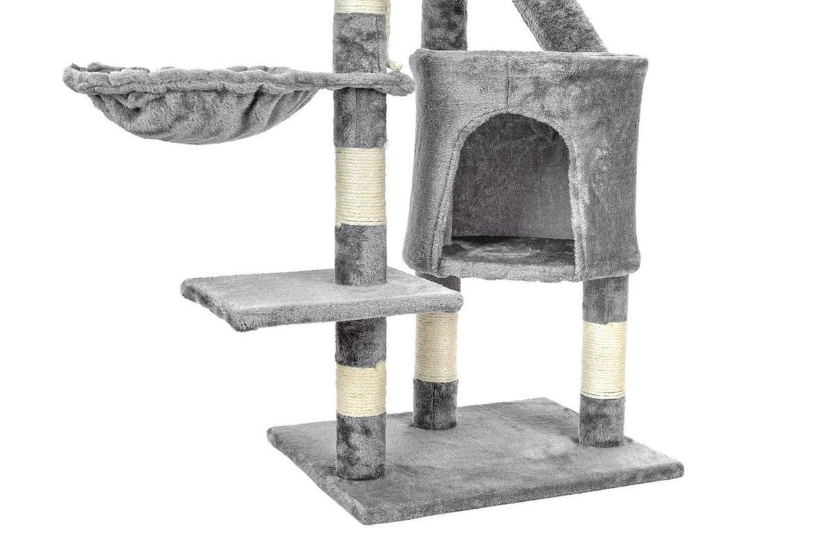 Krabpaal & speelhuis - katten - grijs - 117,5 cm hoog