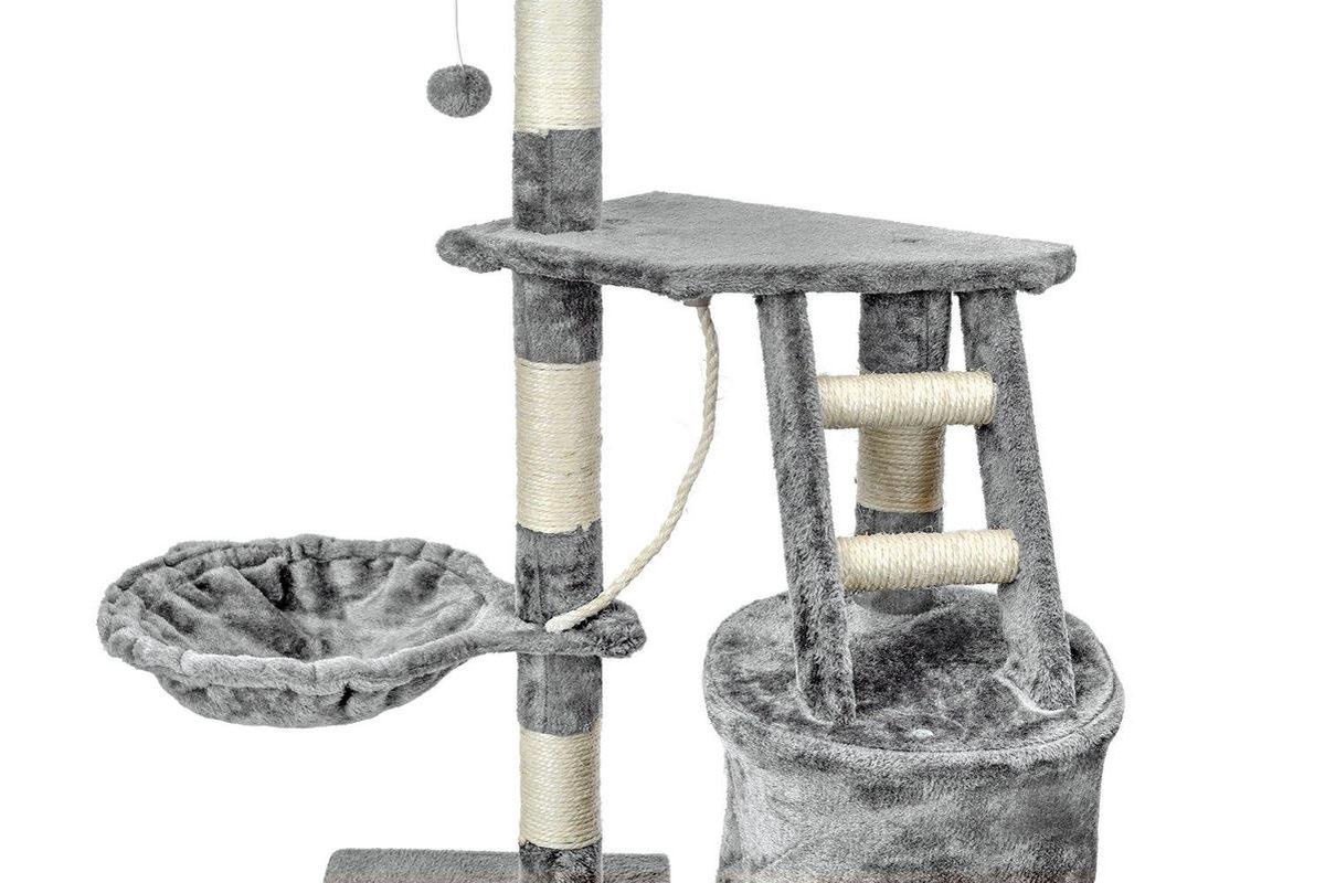 Krabpaal & speelhuis - katten - grijs - 117,5 cm hoog