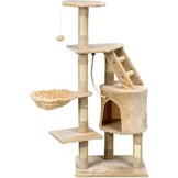 Krabpaal & speelhuis - katten - beige - 117,5 cm hoog