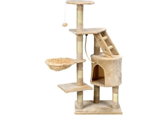 Krabpaal & speelhuis - katten - beige - 117,5 cm hoog