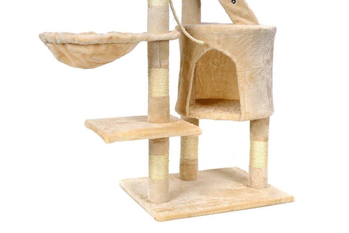 Krabpaal & speelhuis - katten - beige - 117,5 cm hoog
