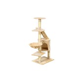 Krabpaal & speelhuis - katten - beige - 117,5 cm hoog