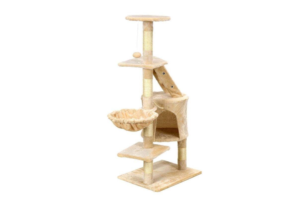 Krabpaal & speelhuis - katten - beige - 117,5 cm hoog