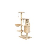 Krabpaal & speelhuis - katten - beige - 117,5 cm hoog