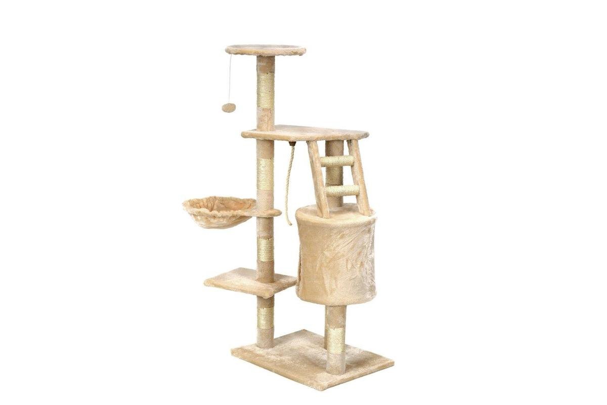 Krabpaal & speelhuis - katten - beige - 117,5 cm hoog