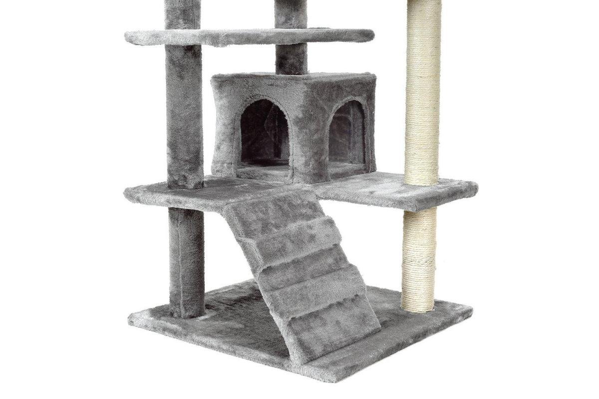 Krabpaal & speelhuis - katten - grijs - 131 cm hoog