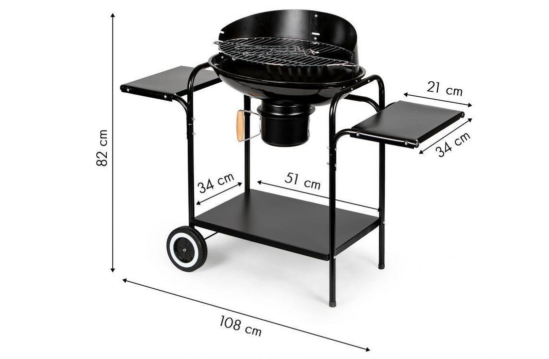 Barbecue - BBQ - met 2 werkplateaus - met houtskool opvanger