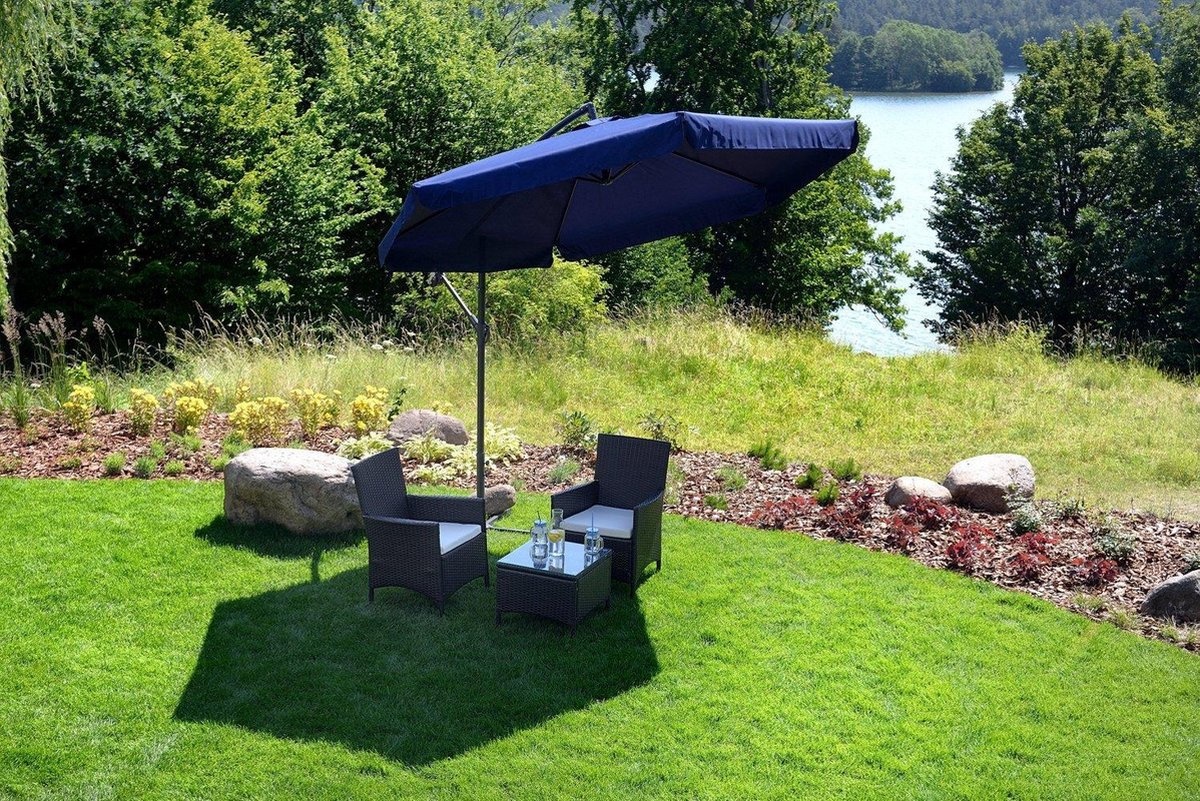 Zweefparasol - inklapbaar - marineblauw - Ø 300 cm