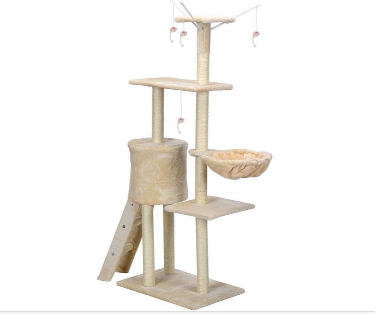 Krabpaal kattenboom XXL 135 x 97 x 55 cm beige