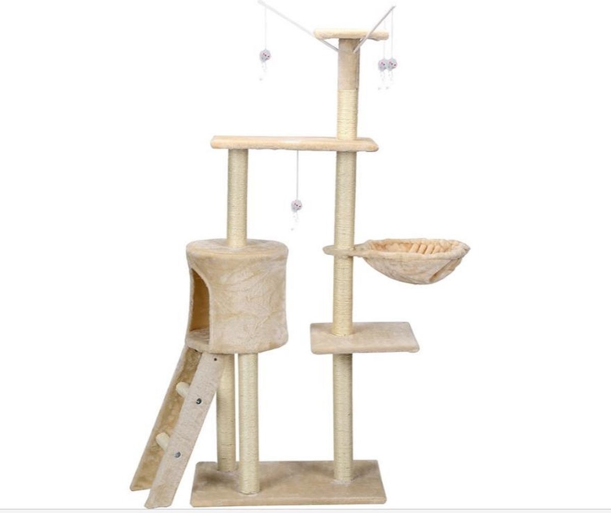 Krabpaal kattenboom XXL 135 x 97 x 55 cm beige