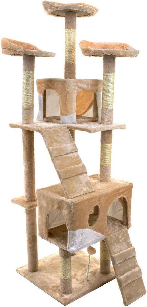 Krabpaal kattenboom XXL 170 x 49 x 49 cm beige