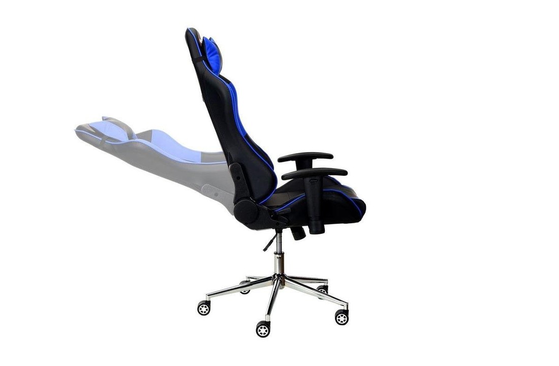 Bureaustoel - gamestoel - blauw & zwart ECO-leer - verstelbaar