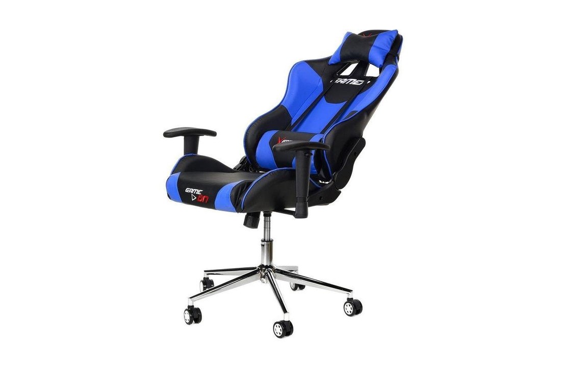 Bureaustoel - gamestoel - blauw & zwart ECO-leer - verstelbaar