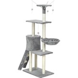 Krabpaal & speelhuis - katten - grijs - 135 cm hoog