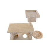Krabpaal & speelhuis - katten - beige - 140 cm hoog - met hangmat