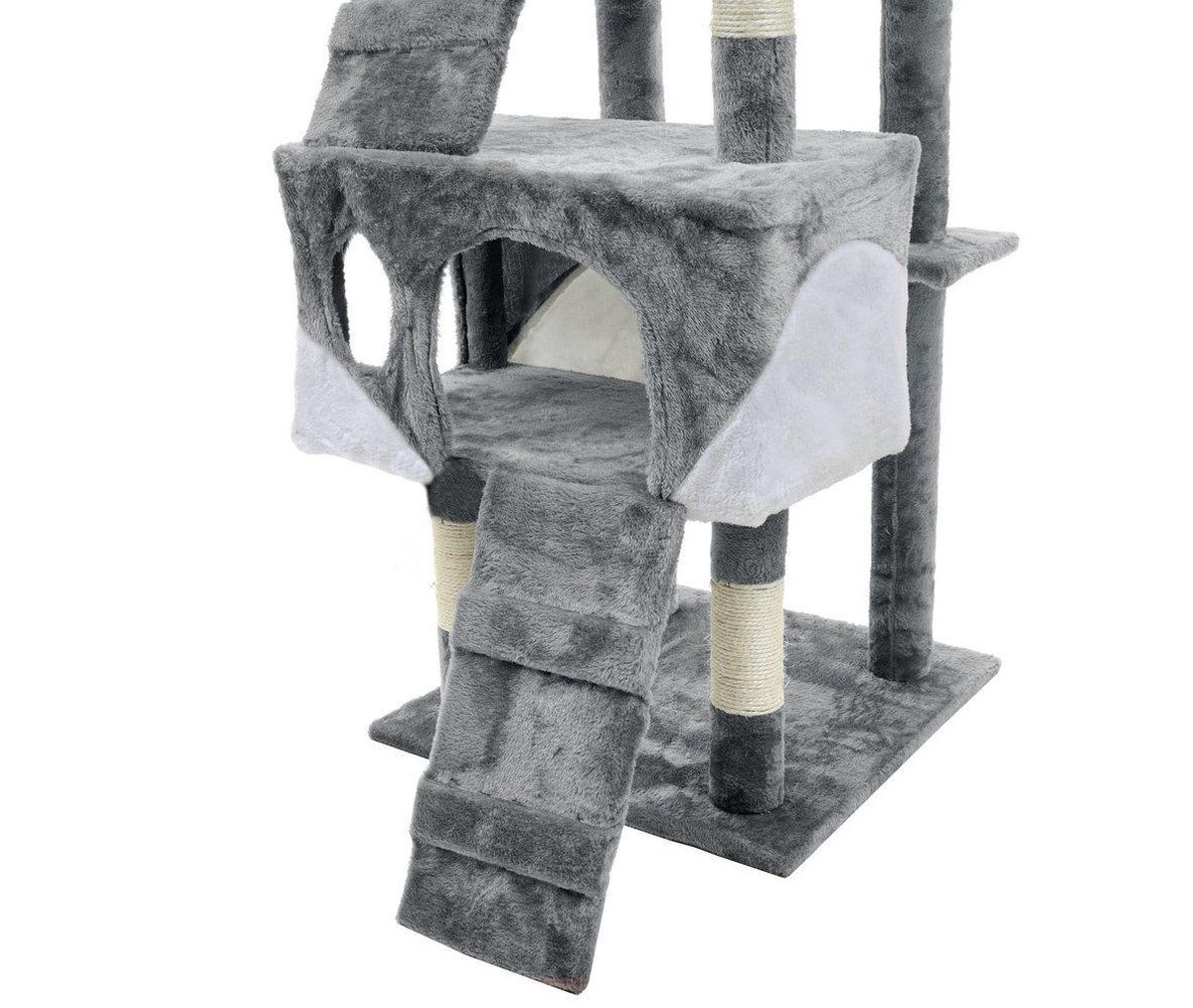 Krabpaal & speelhuis XXL - katten - grijs - 170 cm hoog