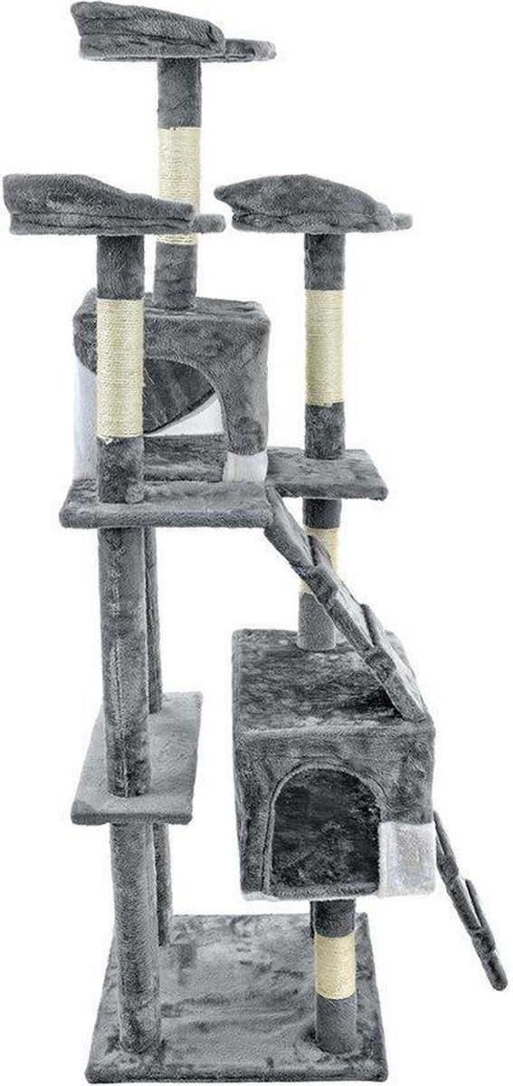 Krabpaal & speelhuis XXL - katten - grijs - 170 cm hoog