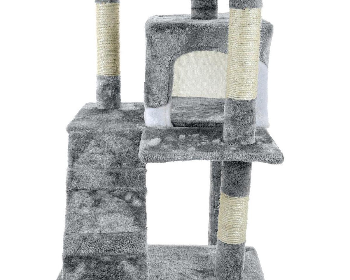 Krabpaal & speelhuis XXL - katten - grijs - 170 cm hoog