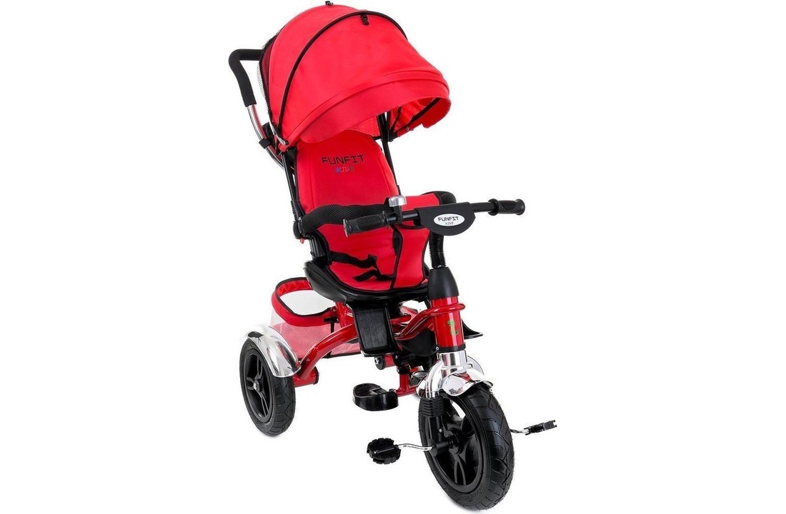 Driewieler kinderwagen rood - kinderfiets - met draaibare stoel