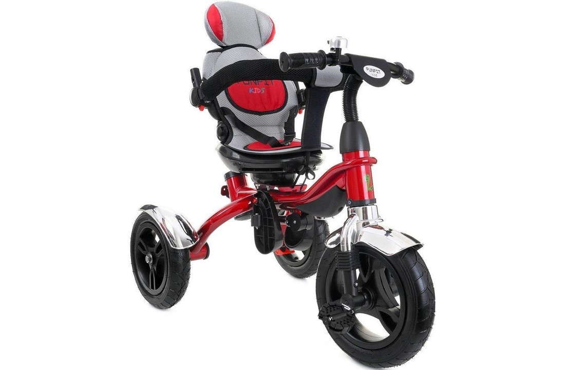Driewieler kinderwagen rood - mee groei kinderfiets - met draaibare stoel