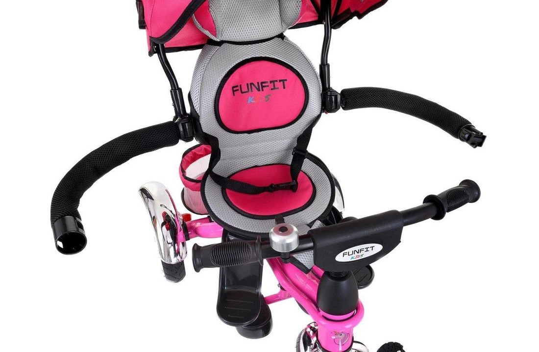 Driewieler kinderwagen roze - mee groei kinderfiets - met draaibare stoel