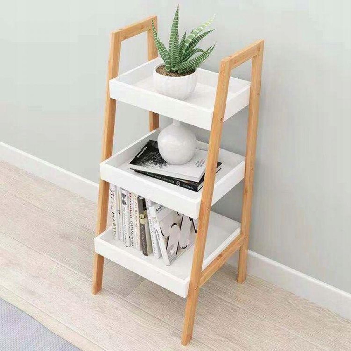 Boekenkast - nachtkastje - gangkast - schuin - wit