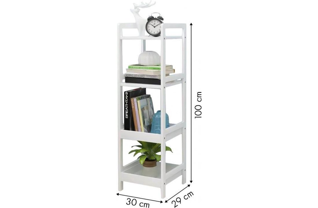 Hoge bijzet kast - 4 schappen - wit
